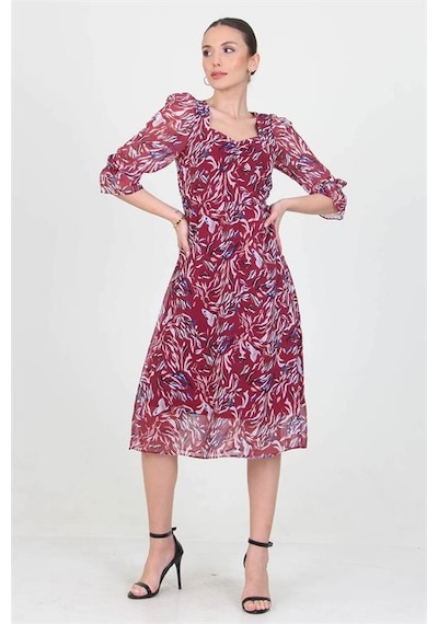 Neşeli Butik Kadın Bordo Kalp Yaka Yeni Sezon Desenli Şifon Elbise Ry0030 Bordo Neşeli Butik Kadın Bordo Kalp Yaka Yeni Sezon Desenli Şifon Elbise Ry0030 Bordo