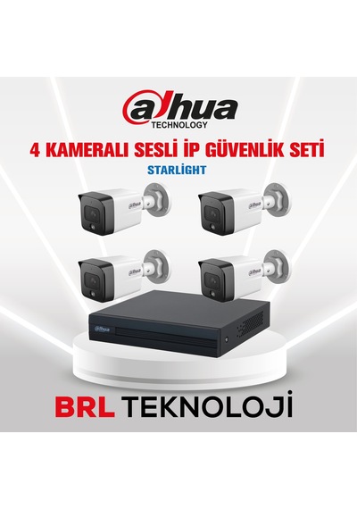 Dahua 4 Kameralı 2 Mp Sesli İp Güvenlik Kamera Seti Ipc-hfw1230tc1-sa
