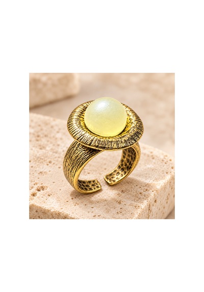 Esoo Jewelry İnci Detaylı Eskitme Gold Vintage Ayarlanabilir Kadın Yüzük