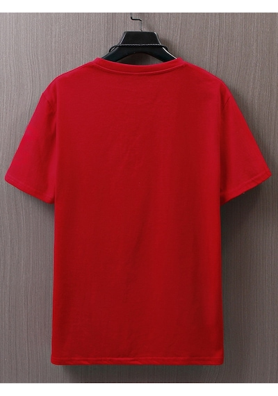 Chicago 23 T-shirt - Kırmızı Baskılı Oversize Bisiklet Yaka Kısa Kol Tişört Kırmızı