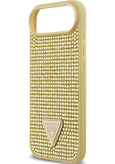 Apple Uyumlu iPhone 17 Air Kılıf Guess Lisanslı Taşlı Arka Yüzey Üçgen Logolu Kapak Gold