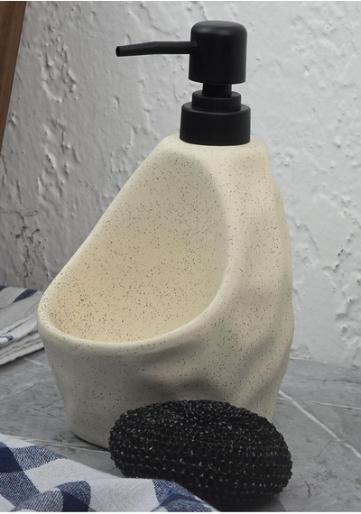 Taş Desenli Sıvı Sabunluk - Sünger Hazneli Mutfak Sabunluğu - 700 Ml - Çakıl Desen -