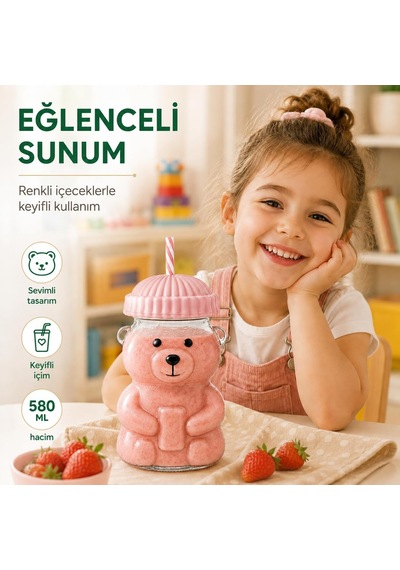 Ayıcıklı Cam Bardak 580 Ml - Pipetli Kapaklı Borosilikat İçecek Bardağı - Soğuk Kahve Smoothie Limonata Su İçin Sevimli Ayı Tasarım - Hediye Kupa Dekoratif Sunum - Pembe Beyaz - Çok Renkli Ayıcıklı Cam Bardak 580 Ml - Pipetli Kapaklı Borosilikat İçecek Bardağı - Soğuk Kahve Smoothie Limonata Su İçin Sevimli Ayı Tasarım - Hediye Kupa Dekoratif Sunum - Pembe Beyaz - Çok Renkli
