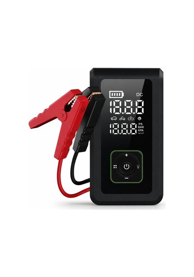 15200 Mah Şarjlı Hava Kompresörü Dijital Göstergeli Lastik Şişirme Pompası Powerbank Akü Takviye El Feneri Type