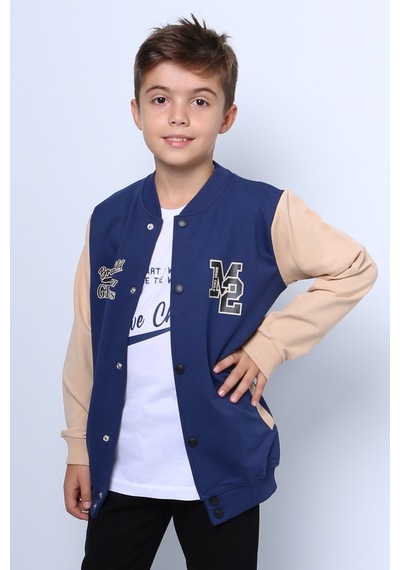 Hçm Erkek Çocuk Kolej Ceket Tshirt 2 Li Takım Baskılı Çıtçıtlı C46 Lacivert Hçm Erkek Çocuk Kolej Ceket Tshirt 2 Li Takım Baskılı Çıtçıtlı C46 Lacivert