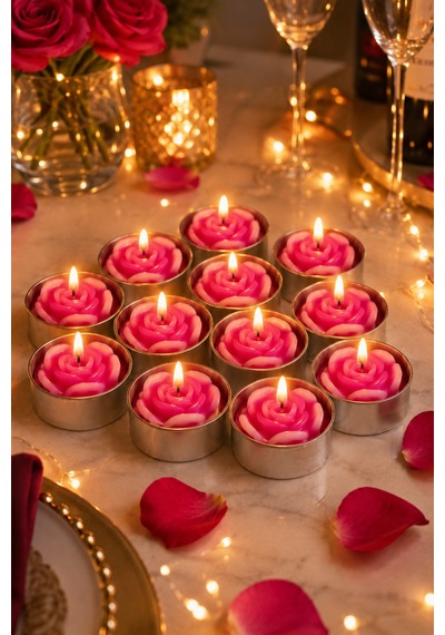 10 Adet Pembe Gül Tealight Mum,romantik Dekoratif Mum Seti, Masa Süsü Ve Özel Gün Mumu,sevgililer Günü Ve Evlilik Teklifi Mumu,romantik Ambiyans Mumu Pembe - 911682130 Pembe