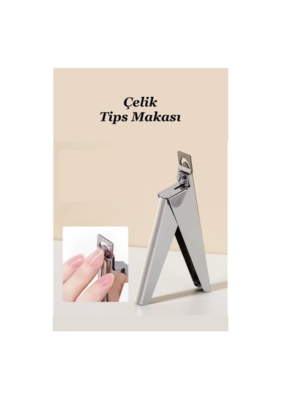 Çelik Tips Makası - Protez Tırnak Tips Kesme Makası - Takma Tırnak Makası Gümüş