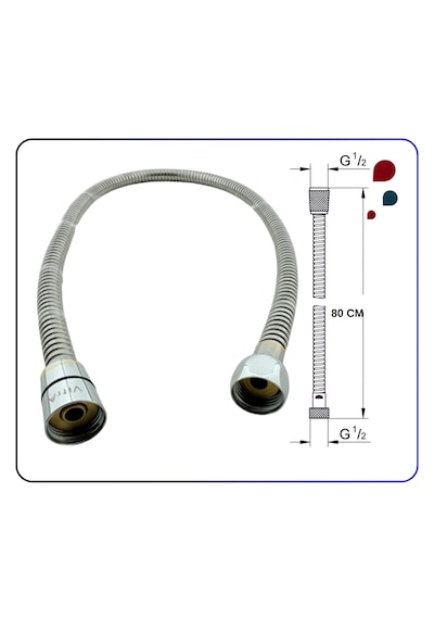 A3246201yp Gr. Spiral R1/2 L 80 Cm Kolon Duşlar İçin Krom