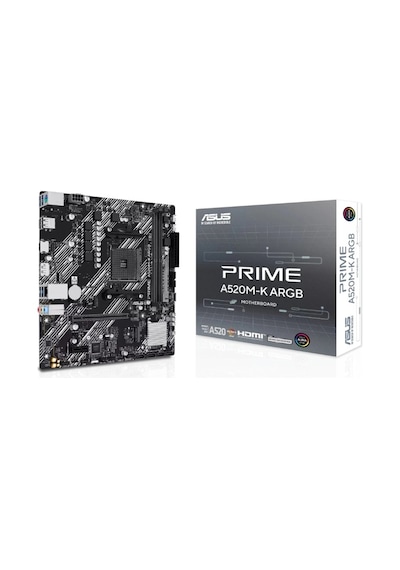 Asus Prıme A520m-k Argb Ddr4 5100mhz 1xhdmı 1xdp 1xm.2 Usb2.0 Matx Am4 Amd Am4 5000/4000 /3000 Seri