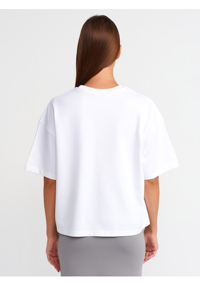 Dilvin Kısa Kollu Pamuklu T-shirt 101a31017 Beyaz
