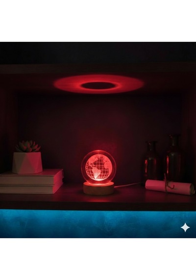 Kristal Küre Dünya Model Büyük Boy Usb'li , Rgb Işıklı
