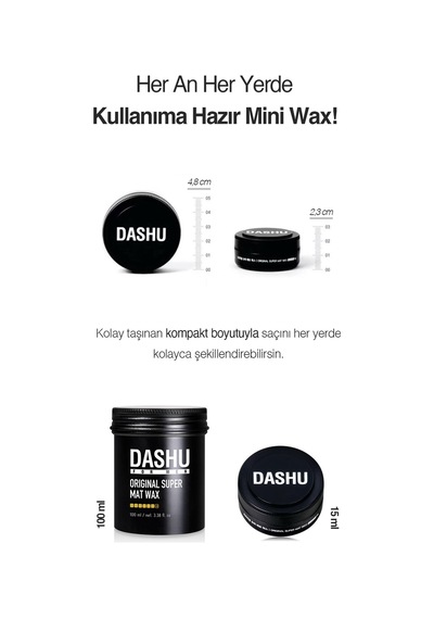 Ultra Güçlü, Mat Bitişli, Kalıntı Bırakmayan, Besleyici Dashu For Men Original Super Mat Wax 15ml