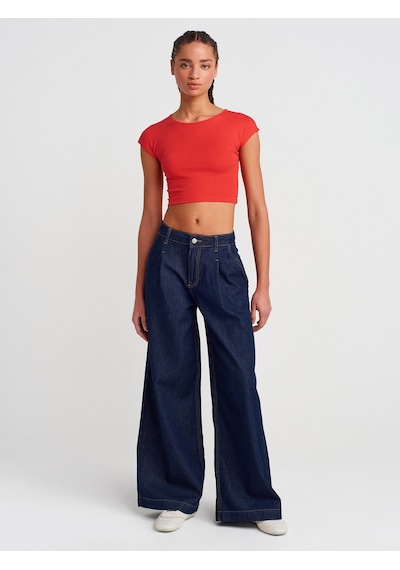Dilvin 30528 Pamuk Ve Modal Karışımlı Crop Top-kırmızı Kırmızı