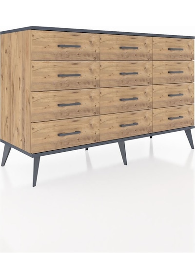 Kronos Konsol 12 Çekmeceli 132x59x83 Çam-antrasit/çam Antrasit/çam Kronos Konsol 12 Çekmeceli 132x59x83 Çam-antrasit/çam Antrasit/çam