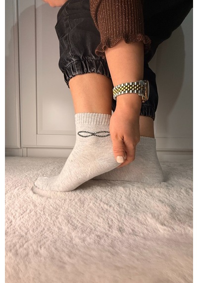 Ozzy Socks 3 Çift Kadın Taş Detaylı Dikişsiz & Takviyeli Patik Çorap Bordo