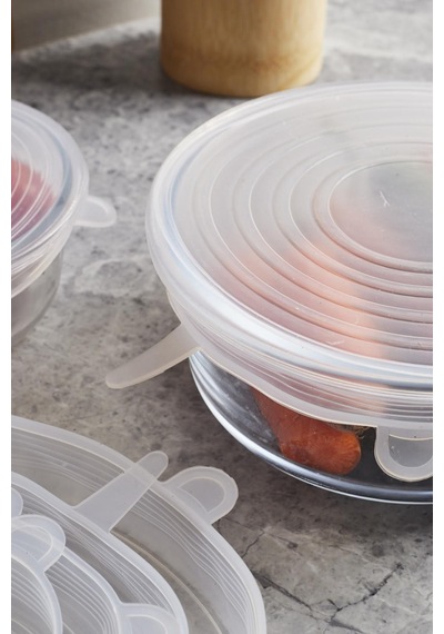 Silicone 6'lı Strech Kapak, Hava Geçirmez, Farklı Boyutlarda, Pratik Kullanım Plastik Turuncu Diğer