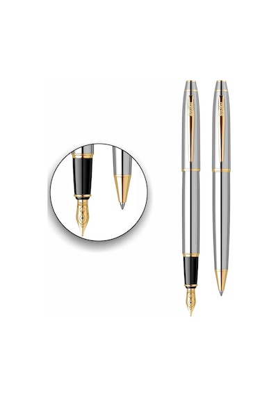 Scrikss Isminize Özel 35 Gold Krom Tükenmez+Dolma Kalem Set