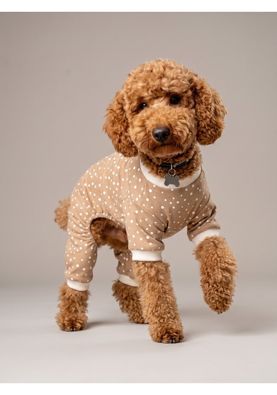 Latte Sprinkles Köpek Tulumu Pamuklu Penye Köpek Pijaması Küçük Irklar İçin Tüy Dökülmesini Azaltır
