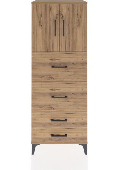 Hyperion Dolap 2 Raflı 4 Çekmeceli 2 Kapaklı 60x44x163 Çam-çam Çam