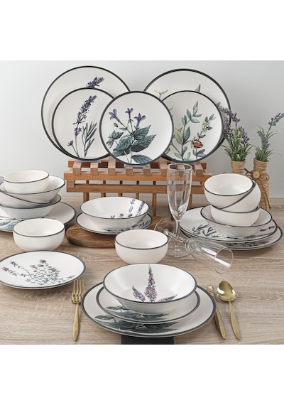 Keramika Çiçek Bahçesi Yemek Takımı 24 Parça 6 Kişilik 18938 -39-40-41-42-43-68
