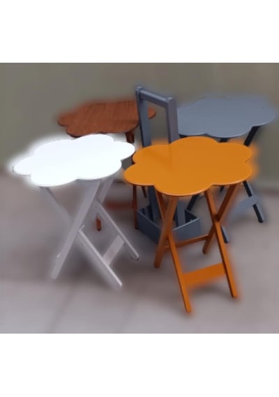 1448bng90115çanta Zigon Sehpa Papatya Dörtlü Ahşap Mdf 4renk Ceviz Hardal Beyaz-gri Renk Uyum