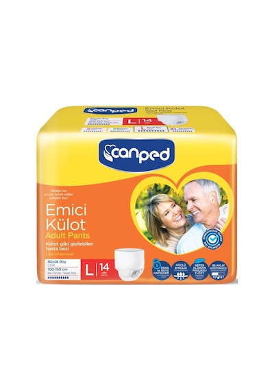 Canped Emici Külot Pants Hasta Yetişkin Bezi Large 14 Adet L