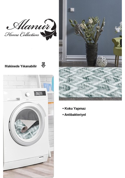 Dekoreko Kaymaz Taban Djt Salon Halısı Trend Iskandinav F5124 Yeşil