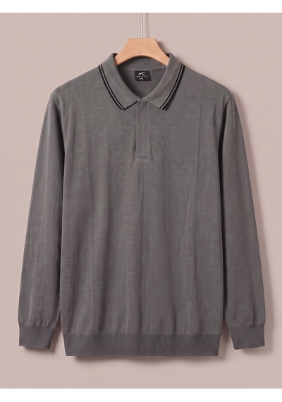 Maccali Erkek Füme Büyük Beden Gizli Fermuarlı Polo Yaka Triko Sweatshirt Maccali Erkek Füme Büyük Beden Gizli Fermuarlı Polo Yaka Triko Sweatshirt