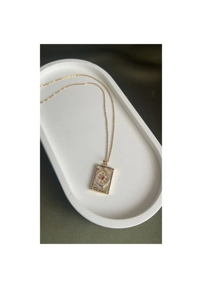 Lunarie Denizci The Wheel Tarot Kartı Kolye 14k Gold Zemin Çok renkli