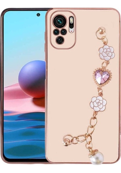 Xiaomi Redmi Note 10s Kılıf El Tutamaçlı Kamera Korumalı Zore Taka Silikon Kapak Pembe