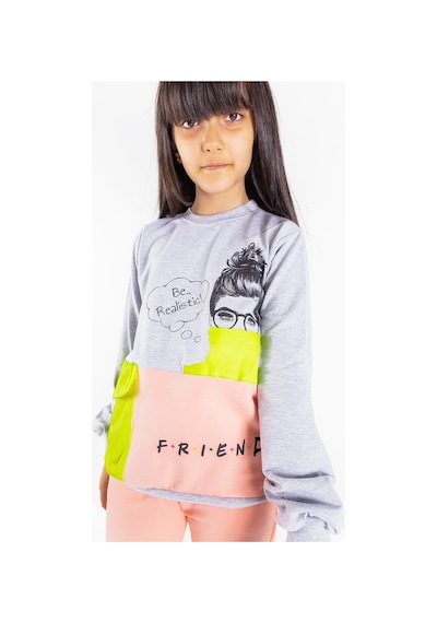 Friend Baskılı Neon Detaylı Kız Çocuk Eşofman Takımı