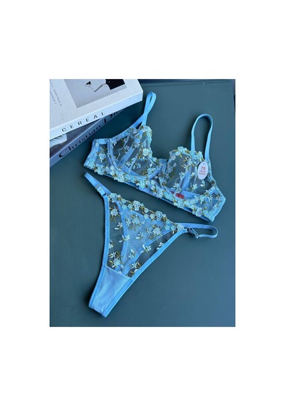 Rosebodylingerie Minik Çiçekli Dantel Alt Üst Broda Dantelli Bralet Takım Mavi - 666883105 Mavi Rosebodylingerie Minik Çiçekli Dantel Alt Üst Broda Dantelli Bralet Takım Mavi - 666883105 Mavi