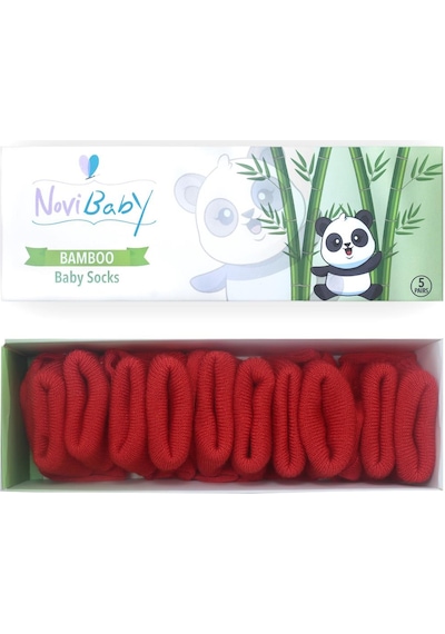 Novibaby 5'li Bambu Yenidoğan Bebek Çorabı I Rudy I 0-6 ay "Karışık Renkli"