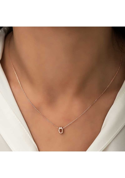 Gümüş Rose 3 Boyutlu Ö Harf Bayan Kolye - Renk: Gümüş