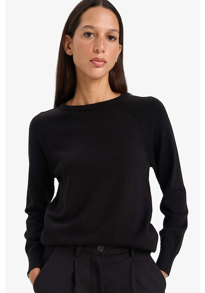 Defacto Relax Fit Bisiklet Yaka Basic Düz Triko Kazak I6913AZ25WNBK81 - Siyah