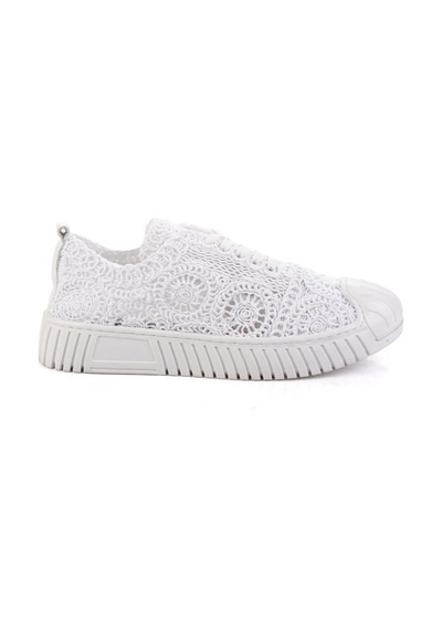 Bambi Beyaz Hakiki Deri Kadın Sneaker K01331175016 Beyaz