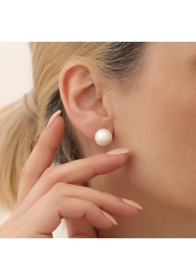 925 Ayar Gümüş White Tatlısu İncisi Küpe-12mm