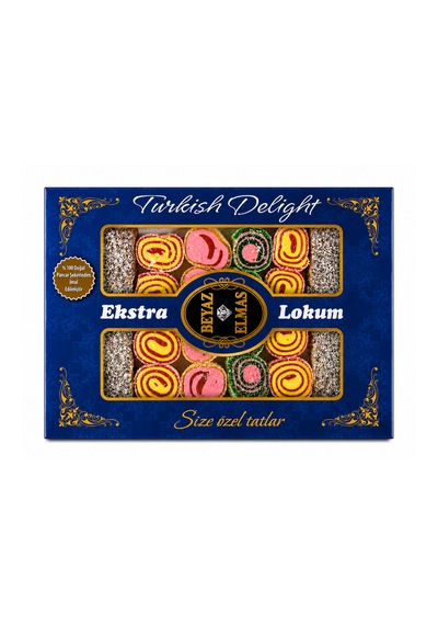 Beyaz Elmas Kare Çeşnili Lokum 400 Gr - %100 Doğal Pancar Şekerli - Karışık Kuruyemişli Ve Meyve Aromalı Türk Lokumu