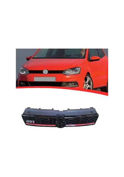 Volkswagen Polo 6R Gti Kırmızı Şeritli Ön Panjur 2009-2014