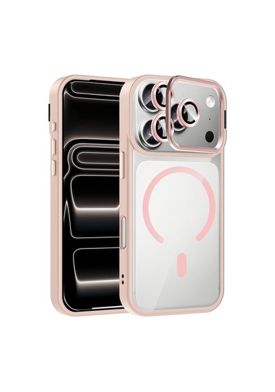 Apple iPhone Uyumlu 17 Pro Max Kılıf Standlı Ve Kamera Lens  M-safe Şarj Özellikli Zore Etro Kapak Çok Renkli