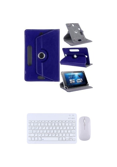 Hometech Alfa 8tx Kılıf Uyumlu Standlı Kablosuz Bluetooth Klavye Mouse Set Kılıf