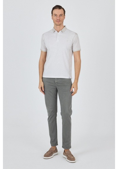 Kısa Kol Baskılı Pike Polo Yaka Cepsiz Slim Fit Tişört 1011250167 Bej