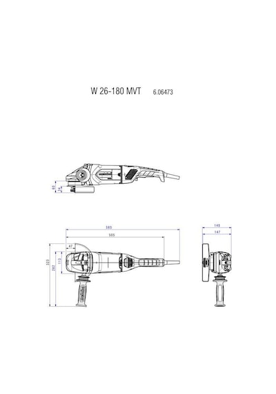 Metabo W 26-180 MVT Büyük Taşlama 2600W 180mm