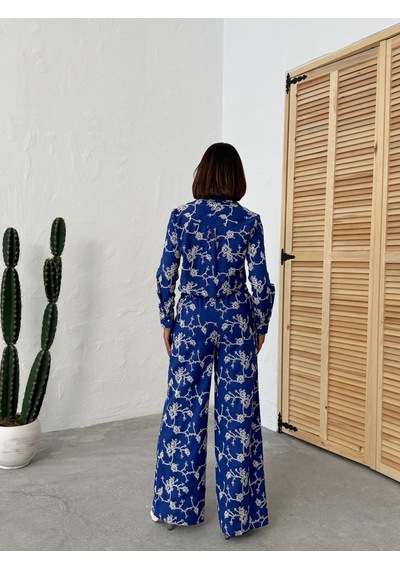 Verymoda Süzüne Nakışlı Pantolon F1927 Saks