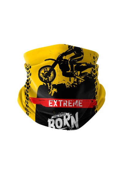 Bobrear Sarı Extreme Motocross Desenli Çok Amaçlı Buff Bandana Boyunluk Maske -