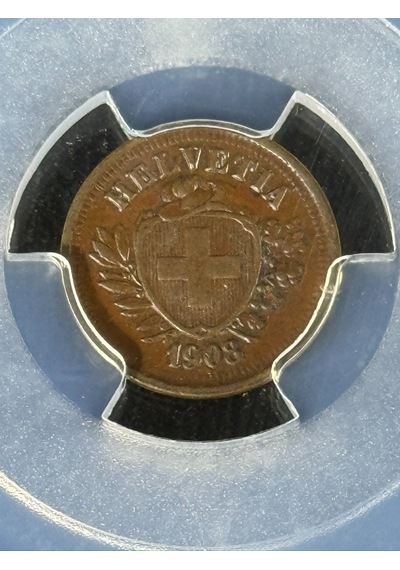 Pcgs Ms62bn 1908 B İsviçre 1rap Sertifikalı Nfc Çipli Özel Koleksiyon Parası