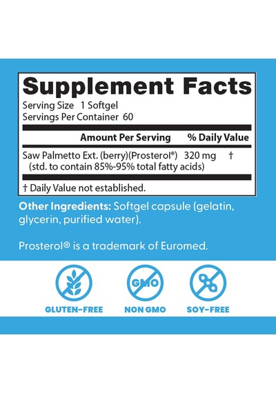 Doctor's Best Saw Palmetto e Health Standardized Extract 320 Mg 60 Softgels Aromasız