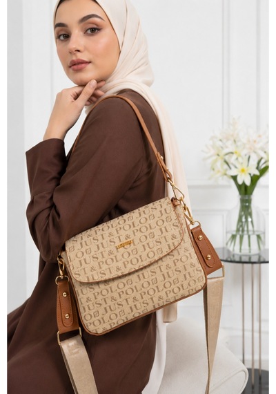 Genel Markalar Yeni Sezon Kolon Askılı 4 Bölmeli Kadın Çantası 25x15cm Kum - Taba