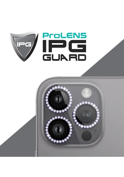 Apple Uyumlu iPhone 16 Pro /pro Max Ipg Kamera Lens Koruyucu Taşlı - Koyu Mor