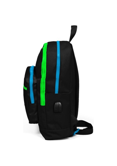 Coral High Kids Dört Bölmeli Siyah İlkokul Çantası Usb Şarjlı Kulaklık Çıkışlı